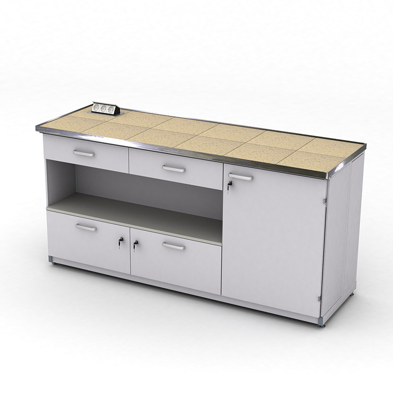 Cтіл демонстраційний лабораторний ЕКСПЕРТ з розетками, шухлядами та тумбою, 1800х600х900, керамограніт, арт. 41-08.235